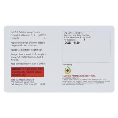 RADCAL D 60k Soft Gelatin Capsule 4's - Supplements-Vit