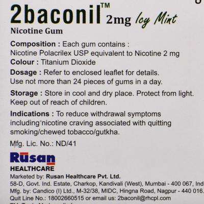 2baconil Icy Mint 2 mg Chew Gum 10's - Nicotine Gums/Lozenges