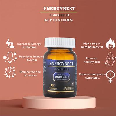 HealthBest EnergyBest Flaxseed Oil Softgel Capsule 60's - Multi-Vitamins