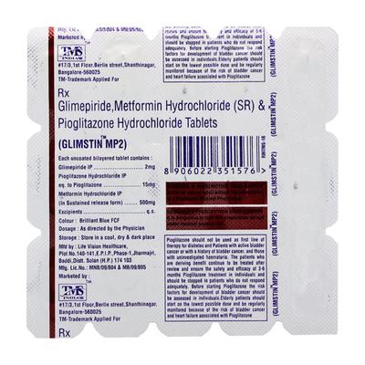 GLIMSTIN MP 2 Tablet 15's - Diabetes-Ant