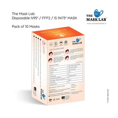 The Mask Lab Disposable N95/FFP2/IS 9473 Face Mask (Pack of 10) - Face Mask