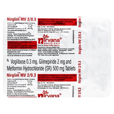NIRGLIM MV 2/0.3 Tablet 10's - Diabetes-Ant