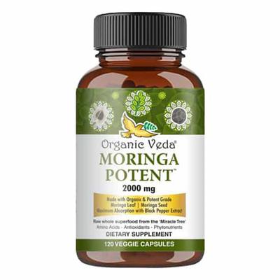 Organic Veda Moringa Potent 2000 mg Veg Capsule 120's - Pure Herbs