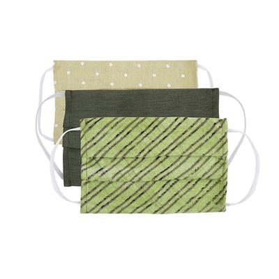 Faballey Moss 2 Ply Pleated Reusable Mask Set (3 Pcs) - Face Mask