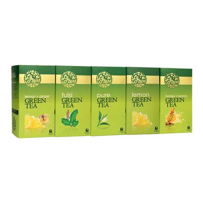 LaPlant Green Tea Powder Combo 3 - Pure, Lemon, Tulsi, Ginger, Honey (Pack of 5 x 25's) - Teas
