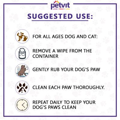 Petvit Nose and Paw Wipes (Pack of 2 x 50s) 1's - Pet accessories