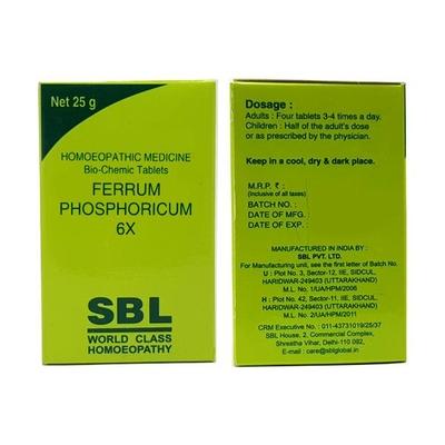 SBL Ferrum Phosphoricum 6X Tablet 25 gm - Triturations (Homeo Tablets)