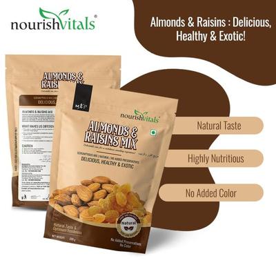 NourishVitals Almonds and Raisins Scrumptious Mix 200 gm - Nutritional Bars
