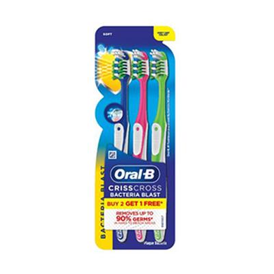 Oral-B CrissCross Bacteria Blast Toothbrush - Soft (Pack Of 3) 3's - Toothbrushes