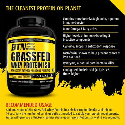 BTN Grass-Fed Whey Protein Isolate Powder 2.3 kg - Whey Proteins
