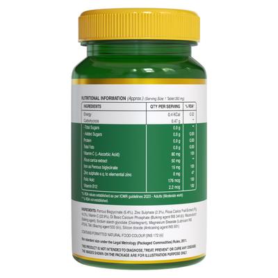 Pure Nutrition Iron with Folic Acid Vitamin & Zinc 350 mg Veg Tablet 60's - Multi-Vitamins