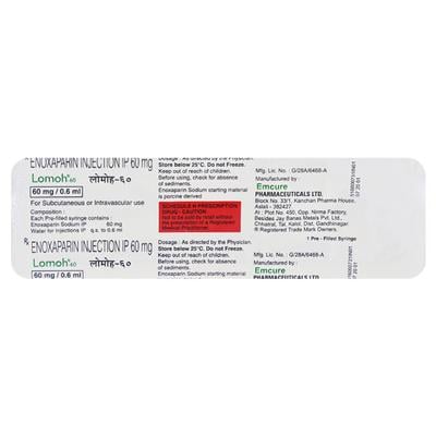 Lomoh 60mg Injection 0.6ml - Blood Clot-Ant