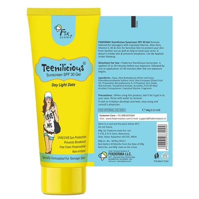 Fixderma Teenilicious Day Light Date SPF 30 Sunscreen Face Gel - Girls 60 ml - Face Sunscreen