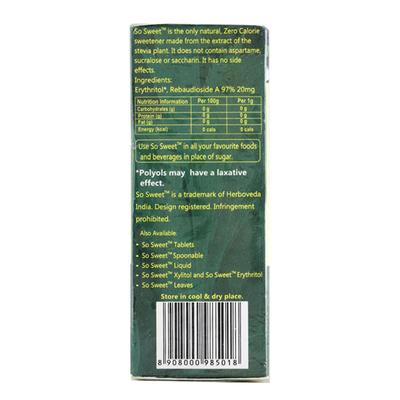 So Sweet 100% Natural Sugarfree Sweetener Stevia Sachet 50's - Sugar Substitute