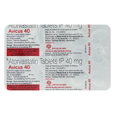AVICUS 40 Tablet 15's - High Cholesterol-Dys