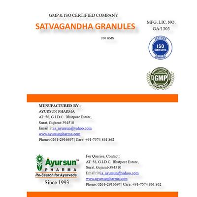 Ayursun Satwagandha Granules 200 gm - Health Products