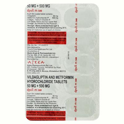 DPVIL M 500mg Tablet 10's - Diabetes-Ant