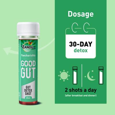 Zandu Pancharishta Good Gut - Gut Detox Shot (Pack of 2 x 30 ml) - Diabetes Care (Ayush)