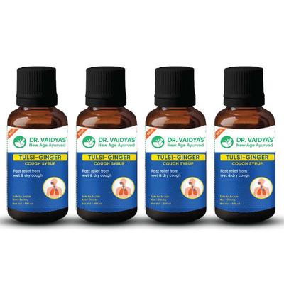 Dr. Vaidya's Tulsi- Ginger Cough Syrup (Pack of 4 x 100 ml) - Cough & Cold (Ayush)