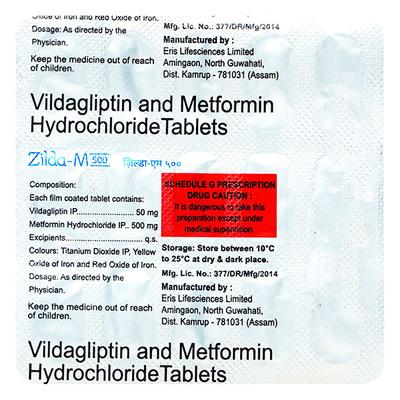 ZILDA M 500mg Tablet 15's - Diabetes-Ant
