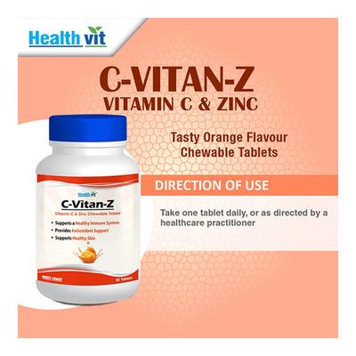 HealthVit C-Vitan-Z Vitamin C and Zinc Tablets 60's - Multi-Vitamins