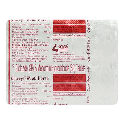 CARRYL M FORTE 60mg Tablet 10's - Diabetes-Ant