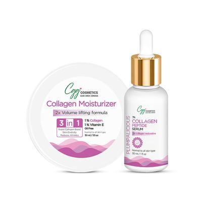 CGG Cosmetics 3 in 1 Collagen Moisturizer 50 ml + Collagen Peptide Face Serum 30 ml - Plumpalicious - Face Serum