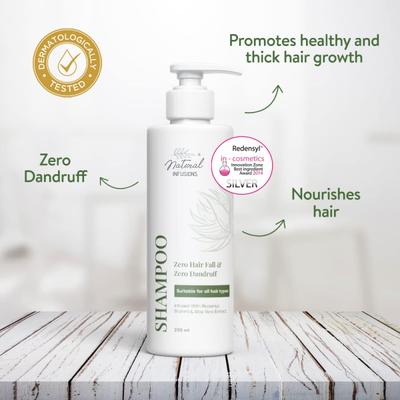 Natural Infusions Zero Hair Fall & Zero Dandruff Hair Shampoo - Brahmi, Aloe Vera Extract (Pack of 3 x 250 ml) - Shampoos