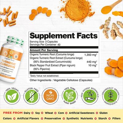 Organic Veda Turmeric Curcumin Veg Capsule 120's - Pure Herbs