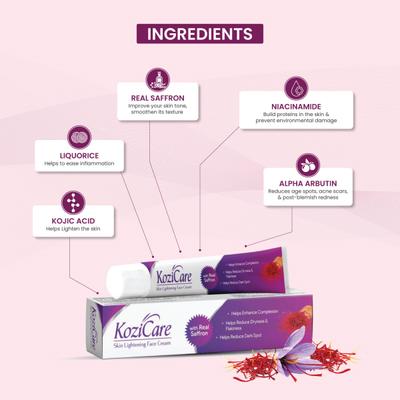Kozicare Skin Lightening Face Cream with Real Saffron 15 gm - Face Creams