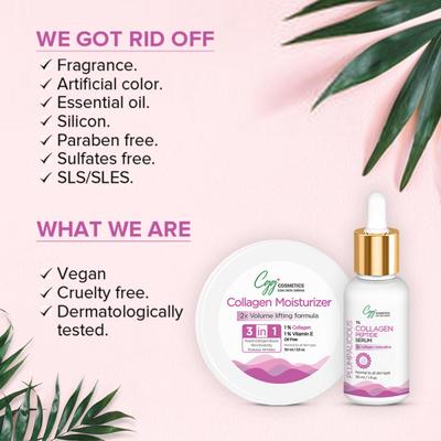 CGG Cosmetics 3 in 1 Collagen Moisturizer 50 ml + Collagen Peptide Face Serum 30 ml - Plumpalicious - Face Serum