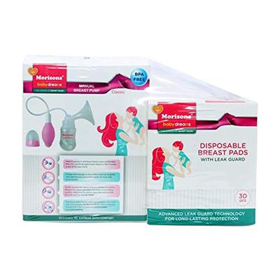 J.L.Morison baby dreams Super Saver Pack (Manual Breast Pump Classic Pink + Disposable Breast Pad 30's) - Breast Pump