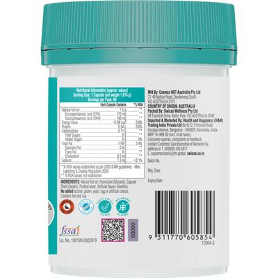 Swisse Ultiboost Odourless High Strength Wild Fish Oil 1500 mg Capsule 60's - Omega Fish Oil Fatty Acids