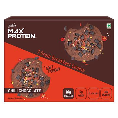 RiteBite Max Protein 7 Grain Breakfast Cookie - Chili Brownie (Pack of 12 x 55 gm) - Nutritional Bars