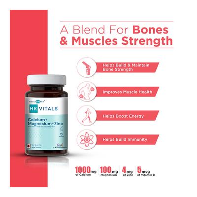HealthKart HK Vitals Calcium + Magnesium + Zinc Tablet 60's - Multi-Vitamins