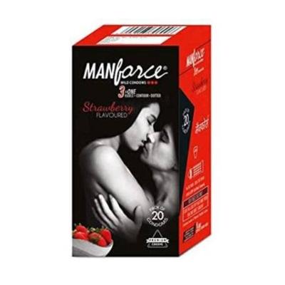 MANFORCE CONDOMS WILD STRAWBERRY 20'S - Plain/Flavoured Condoms
