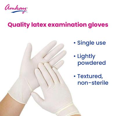Amkay Latex Examination Gloves (L) 100's - Gloves - S