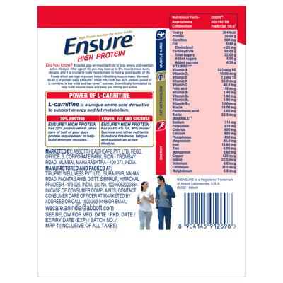 Ensure High Protein Nutrition Powder - Vanilla Flavour 200 gm (Refill Pack) - Daily Health Drinks