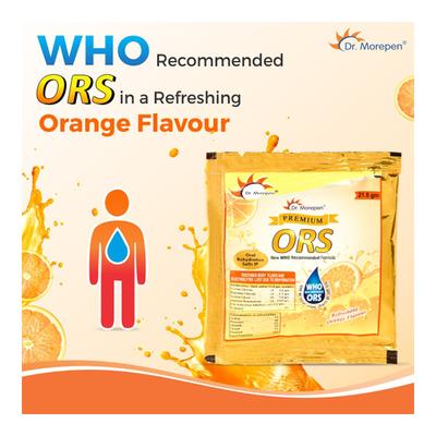 Dr. Morepen Premium ORS Powder - Orange (Pack of 5 x 21.8 gm) - Oral Rehydration (Ors)