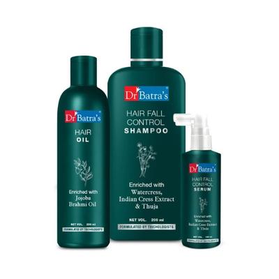 Dr Batra's Hair Fall Control Shampoo 200 ml + Hair Fall Control Serum 125 ml + Hair Oil 200 ml - Hair Treatment