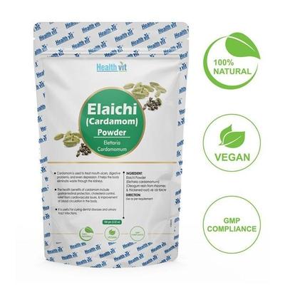 HealthVit Natural Elaichi (Elettaria Cardamomum) Powder 100 gm - Herbal Dietary Supplement
