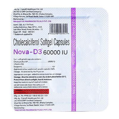 NOVA D3 60000iu Soft Gelatin Capsule 4's - Supplements-Vit