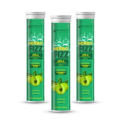 Dr.Vaidya's HerboFizz Amla 1000 mg Effervescent Tablet (Pack of 3 x 20's) - Speciality Medicines