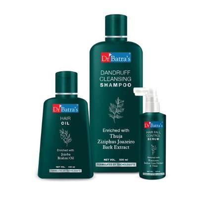 Dr Batra's Dandruff Cleansing Shampoo 500 ml + Hair Fall Control Serum 125 ml + Hair Oil 100 ml - Hair Treatment