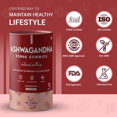 Nirvasa Ashwagandha KSM 66 Gummies (Pack of 6 x 60's) 1's - Sexual Care