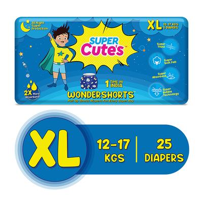 Super Cute's WonderShorts Pull-up Shorts Diaper - (XL) (12- 17 kg) (Pack of 5 x 5's) - Diapers & Wipes
