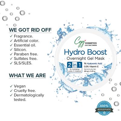 CGG Cosmetics Hydro Boost Overnight Gel Mask - Normal To Dry Skin 250 gm - Face Gels