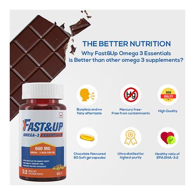 Fast&Up Omega-3 Essentials Softgel 60's - Omega Fish Oil Fatty Acids