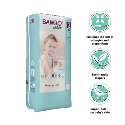 Bambo Nature Tape Diapers with Wetness Indicator - Medium (3) 52's - Diapers & Wipes