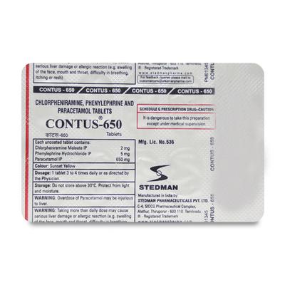 Contus 650mg Tablet 10'S - Cough And Cold-Cou